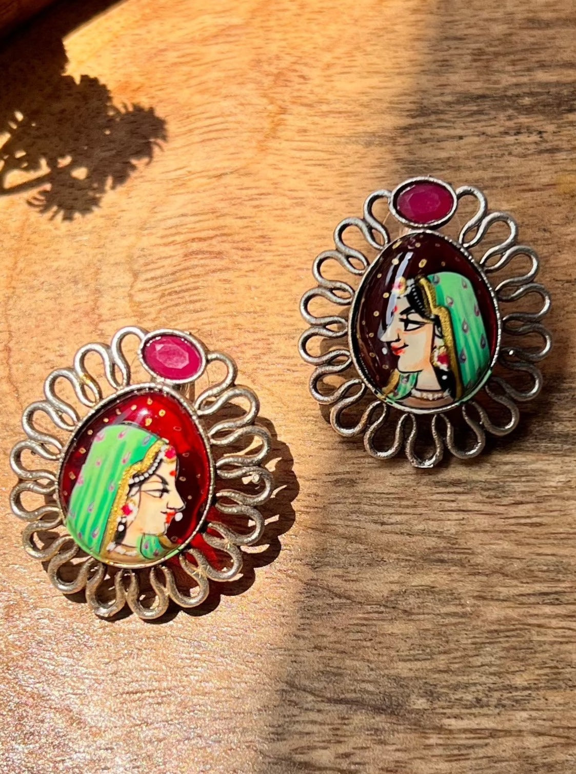 Tanjore Hand-painted Rani Stud Earrings DB-SR505Z21