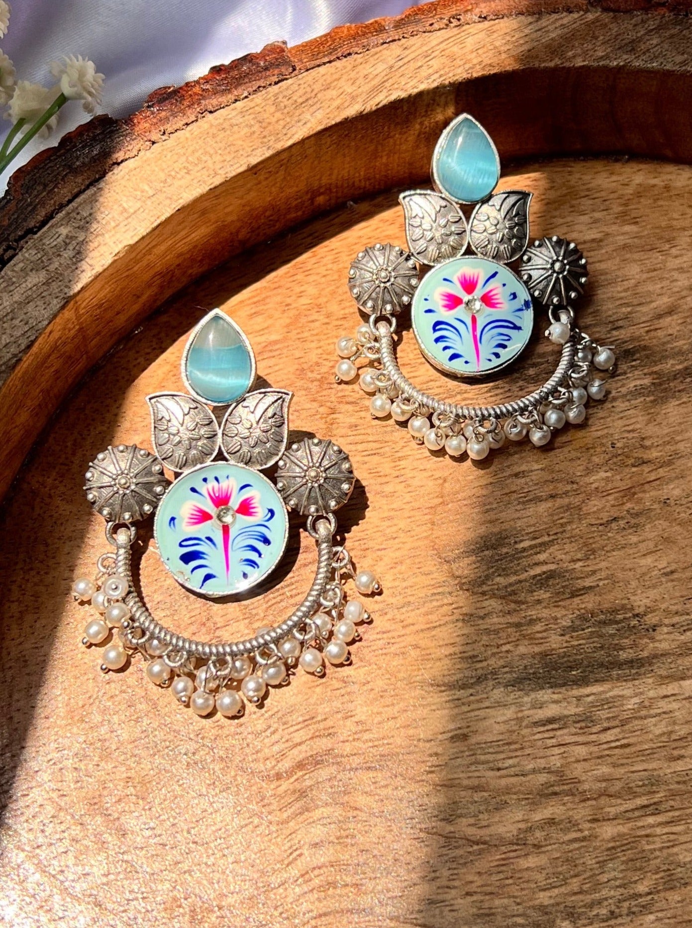 Suhani Silver Replica Blue Chandbali Earrings DB-SR1556Z10