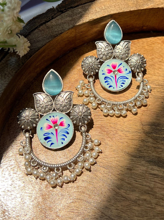 Suhani Silver Replica Blue Chandbali Earrings DB-SR1556Z10