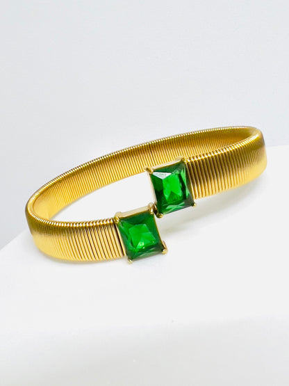 Alice Green Baguette Chain Cuff Bracelet