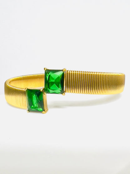 Alice Green Baguette Chain Cuff Bracelet