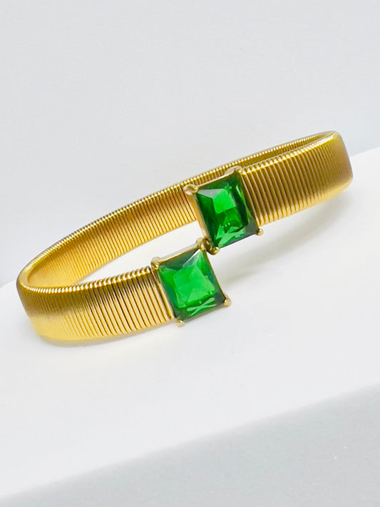Alice Green Baguette Chain Cuff Bracelet