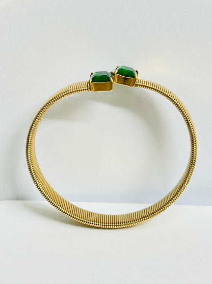 Alice Green Baguette Chain Cuff Bracelet