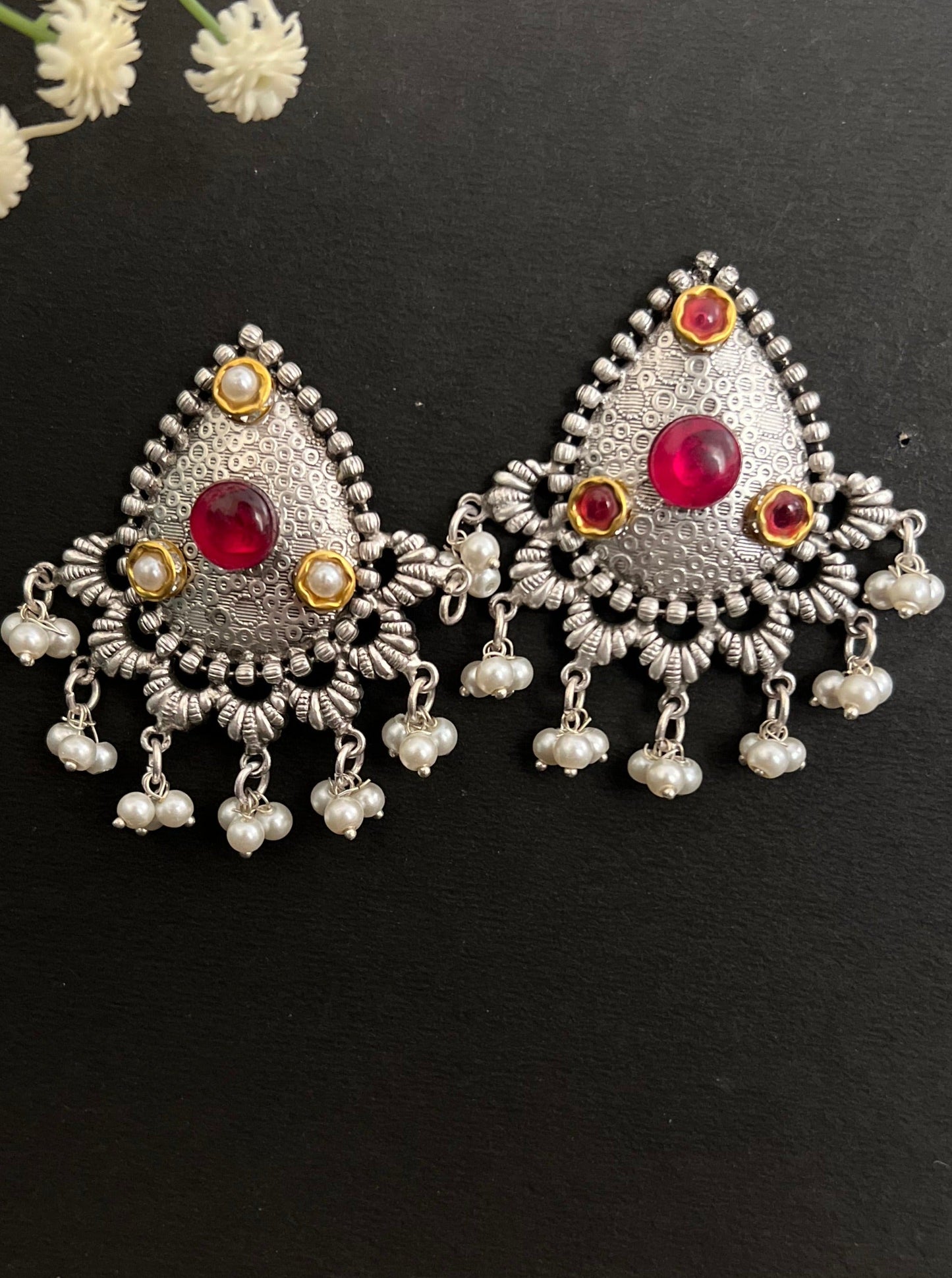 Diya Silver Replica Red Stud Earrings DB-SR1556Z17