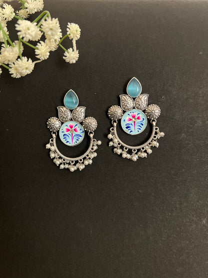 Suhani Silver Replica Blue Chandbali Earrings DB-SR1556Z10