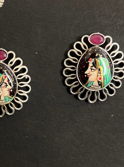 Tanjore Hand-painted Rani Stud Earrings DB-SR505Z21