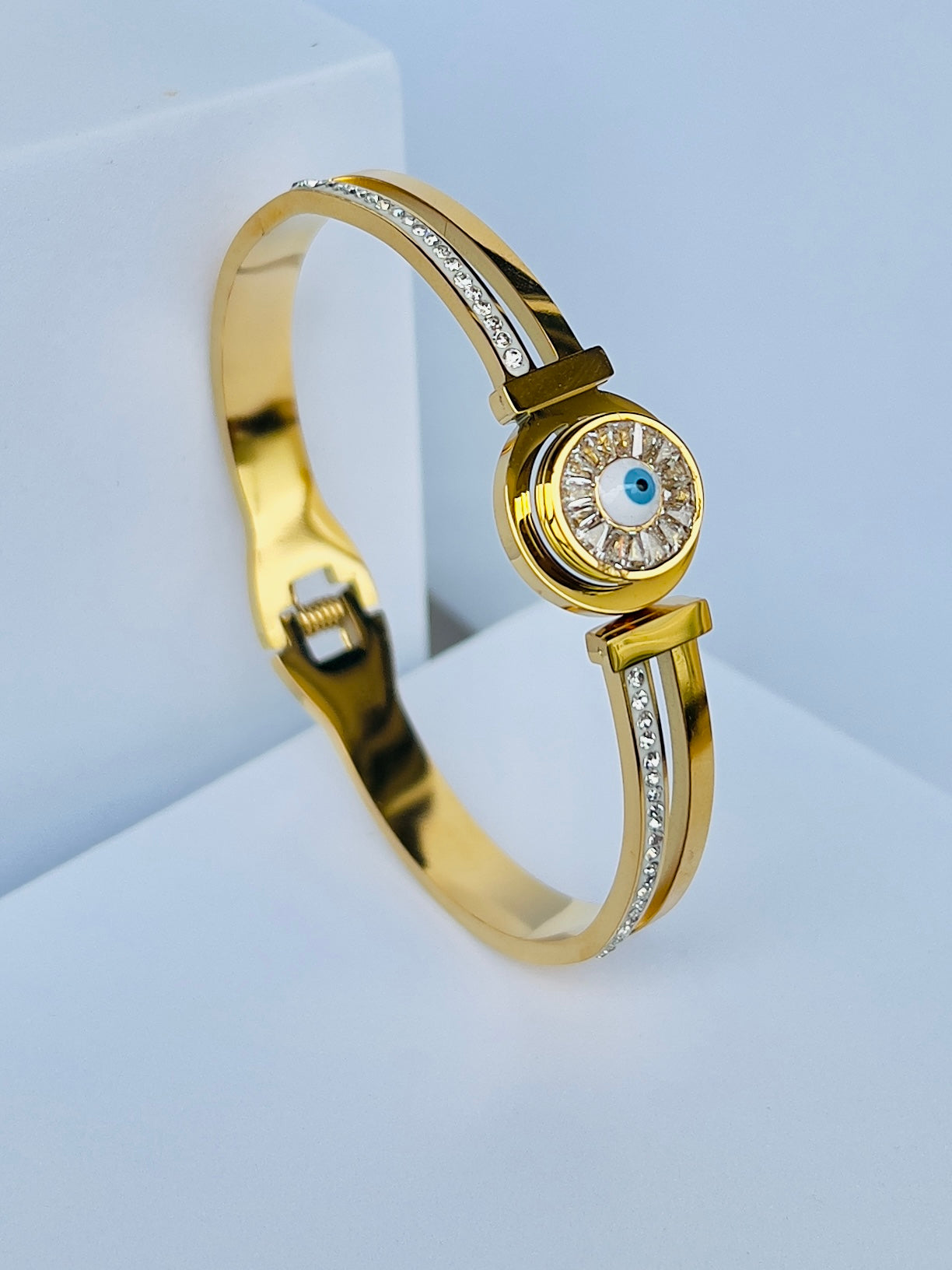 Evil Eye Openable Bangle Bracelet