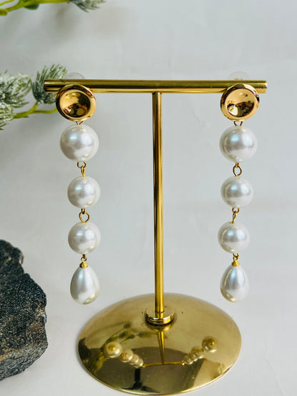 GOLD PEARL HANGING EARRINGS DB-GP8800Z2