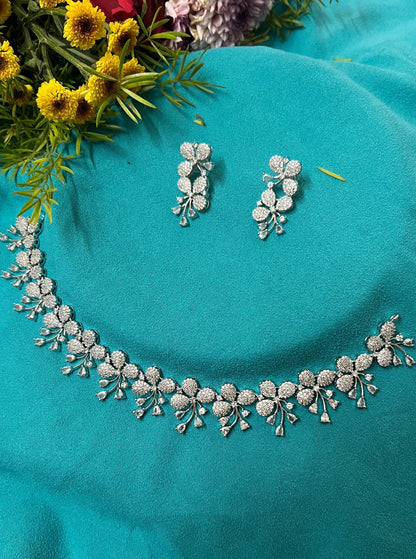 Phuljhadi Zircon white Necklace set DB-AD12040Z5