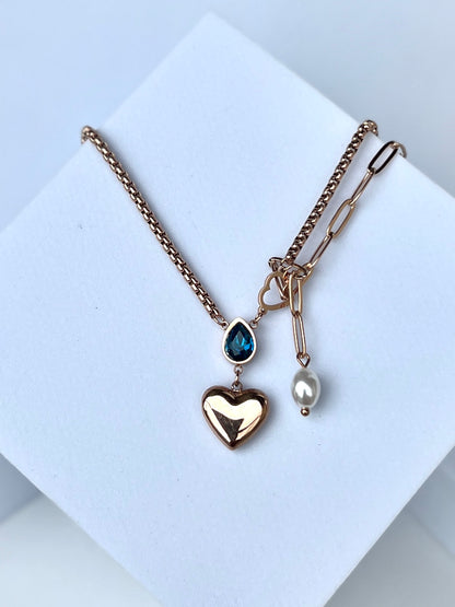 Faha Rose Gold Heart Necklace