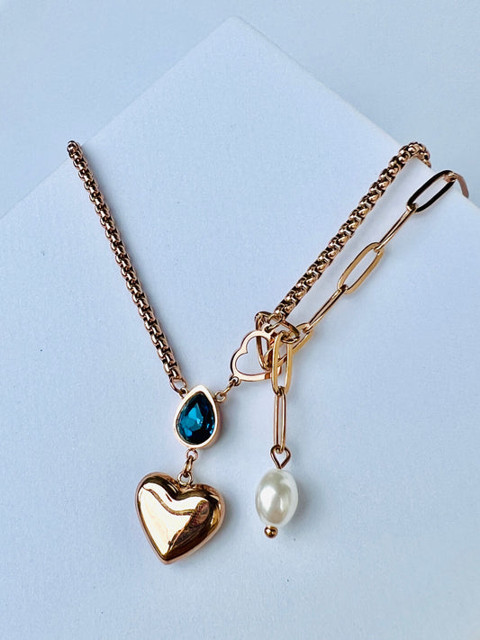Faha Rose Gold Heart Necklace