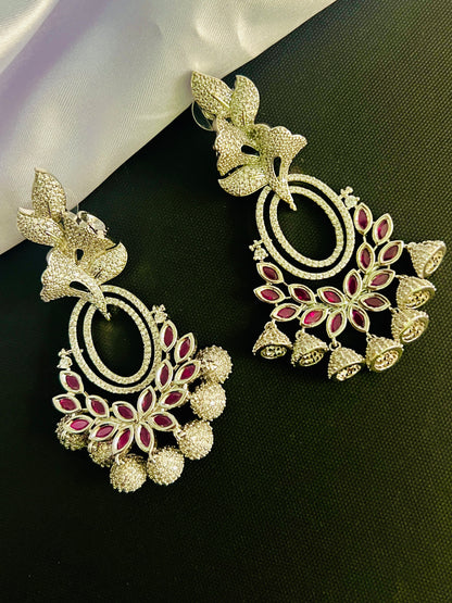 ALEZE PINK ZIRCONIA STATEMENT EARRINGS DB-AD122002Z2