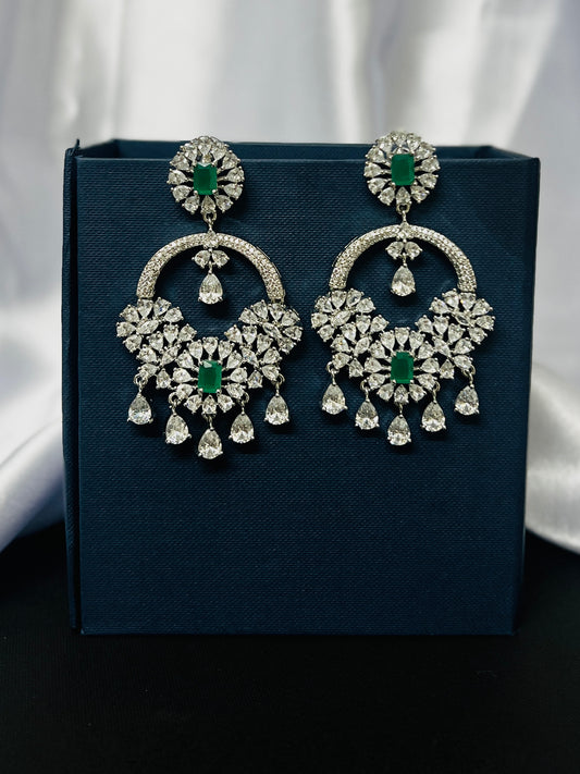 ZIRCONIA GREEN HALF MOON EARRINGS DB-AD11800Z2