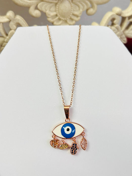 18kt Gold Plated Evil Eye Charm Necklace