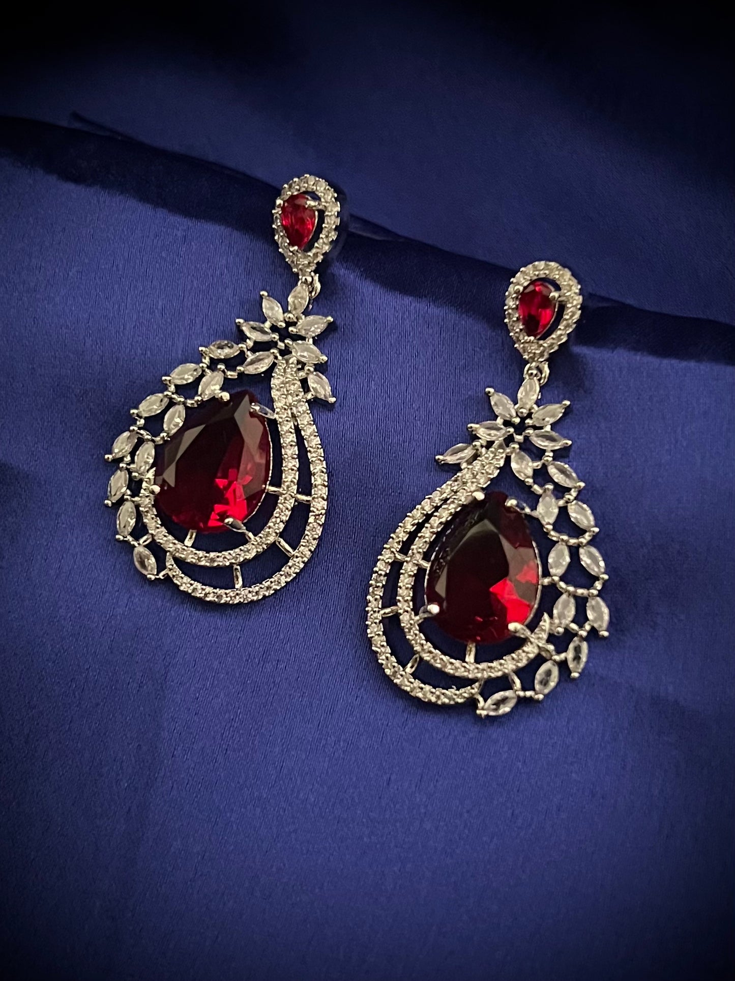 Zircon Ruby Red Drop Earrings DB-AD1556Z22