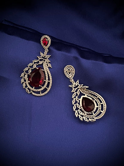 Zircon Ruby Red Drop Earrings DB-AD1556Z22