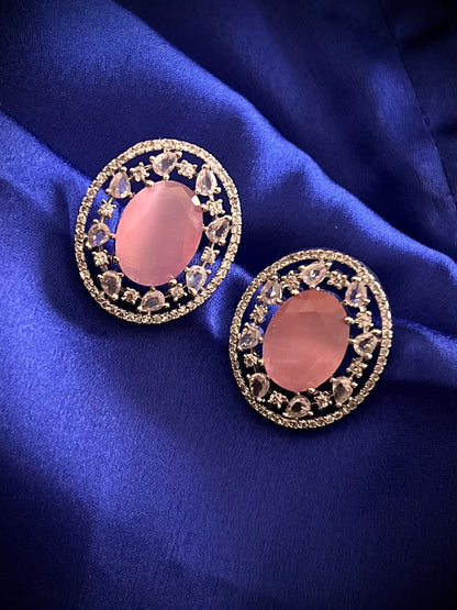 Zircon Pink Oval shape Studs DB-AD1434Z21