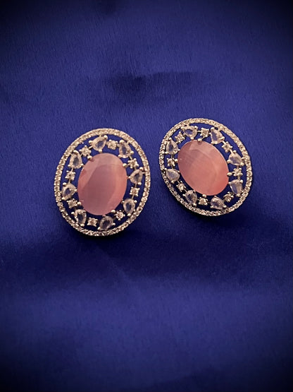 Zircon Pink Oval shape Studs DB-AD1434Z21