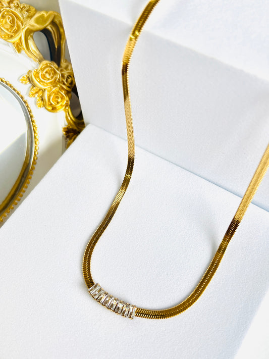Lina Gold Plated Zircod Snack Chain Necklace