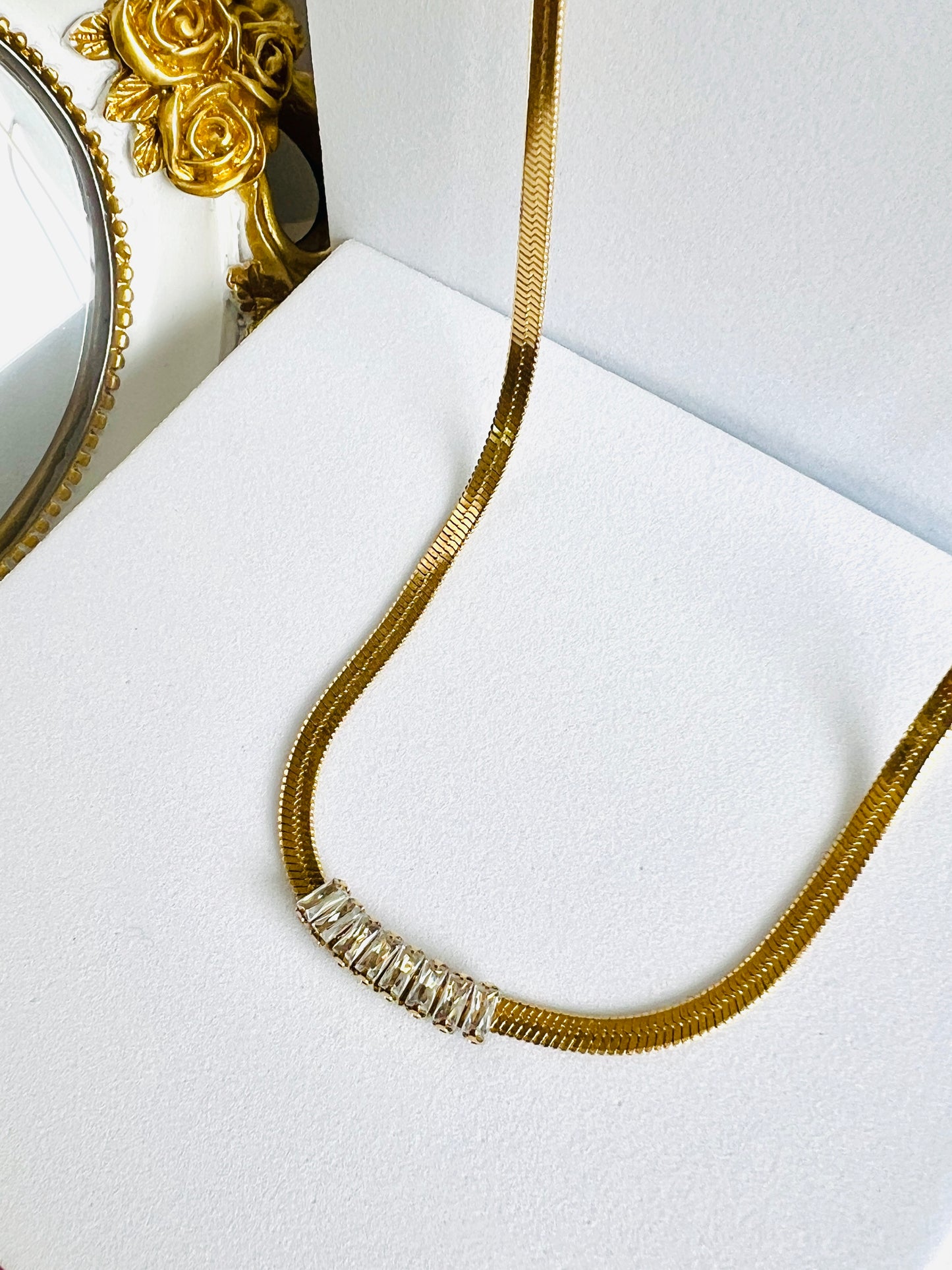 Lina Gold Plated Zircod Snack Chain Necklace