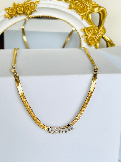 Lina Gold Plated Zircod Snack Chain Necklace