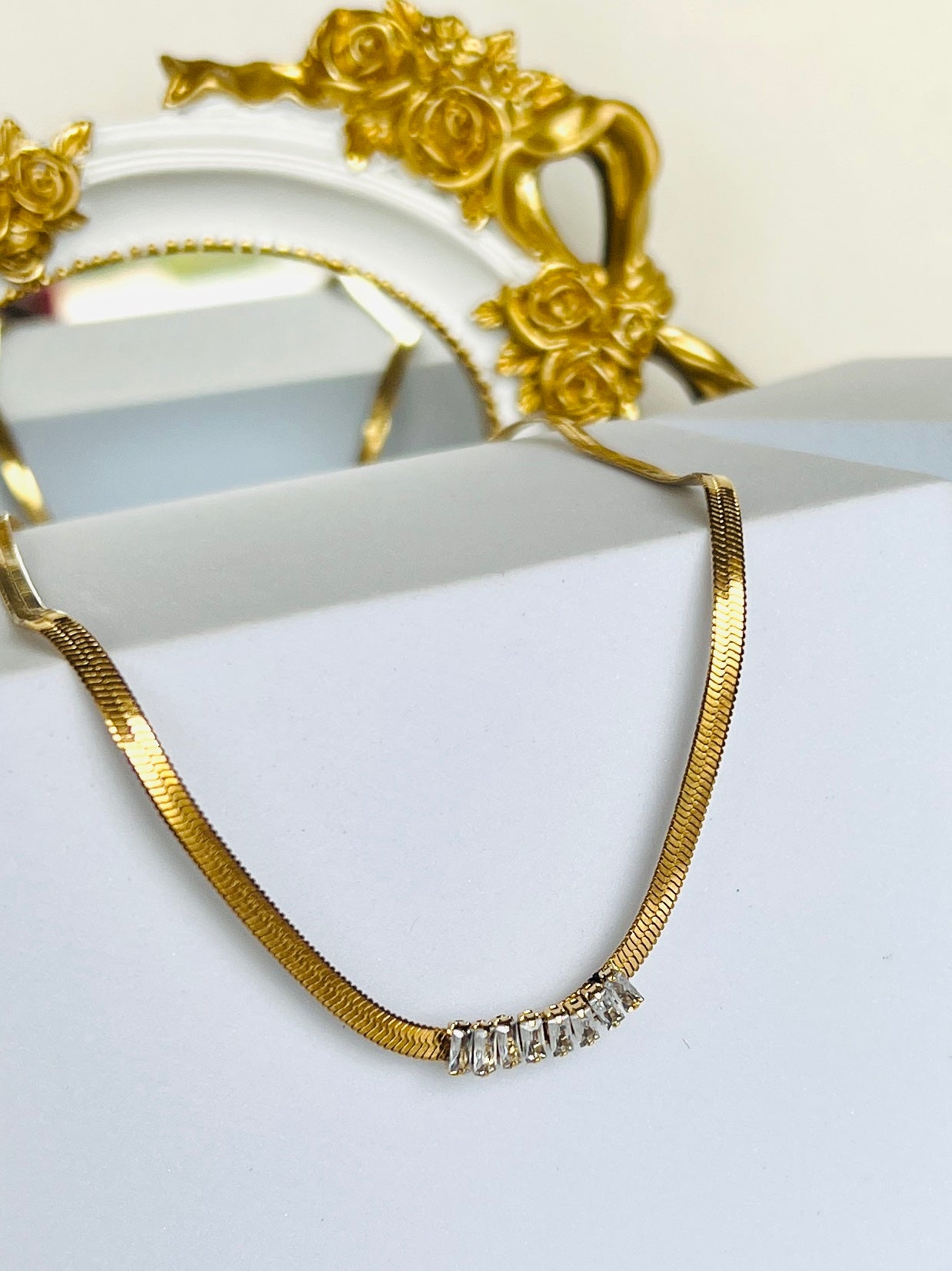 Lina Gold Plated Zircod Snack Chain Necklace