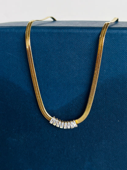 Lina Gold Plated Zircod Snack Chain Necklace