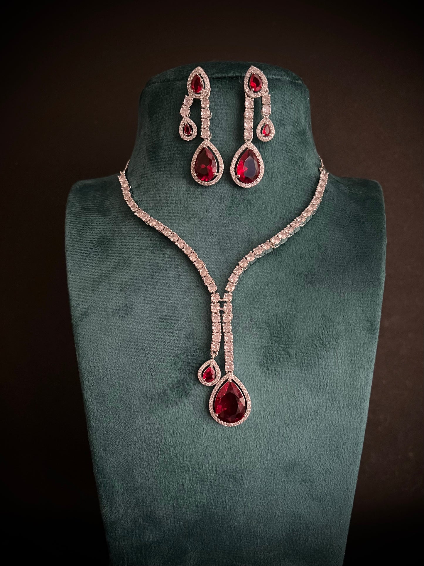 AD Ruby Red A line Necklace set DB-AD11400Z25