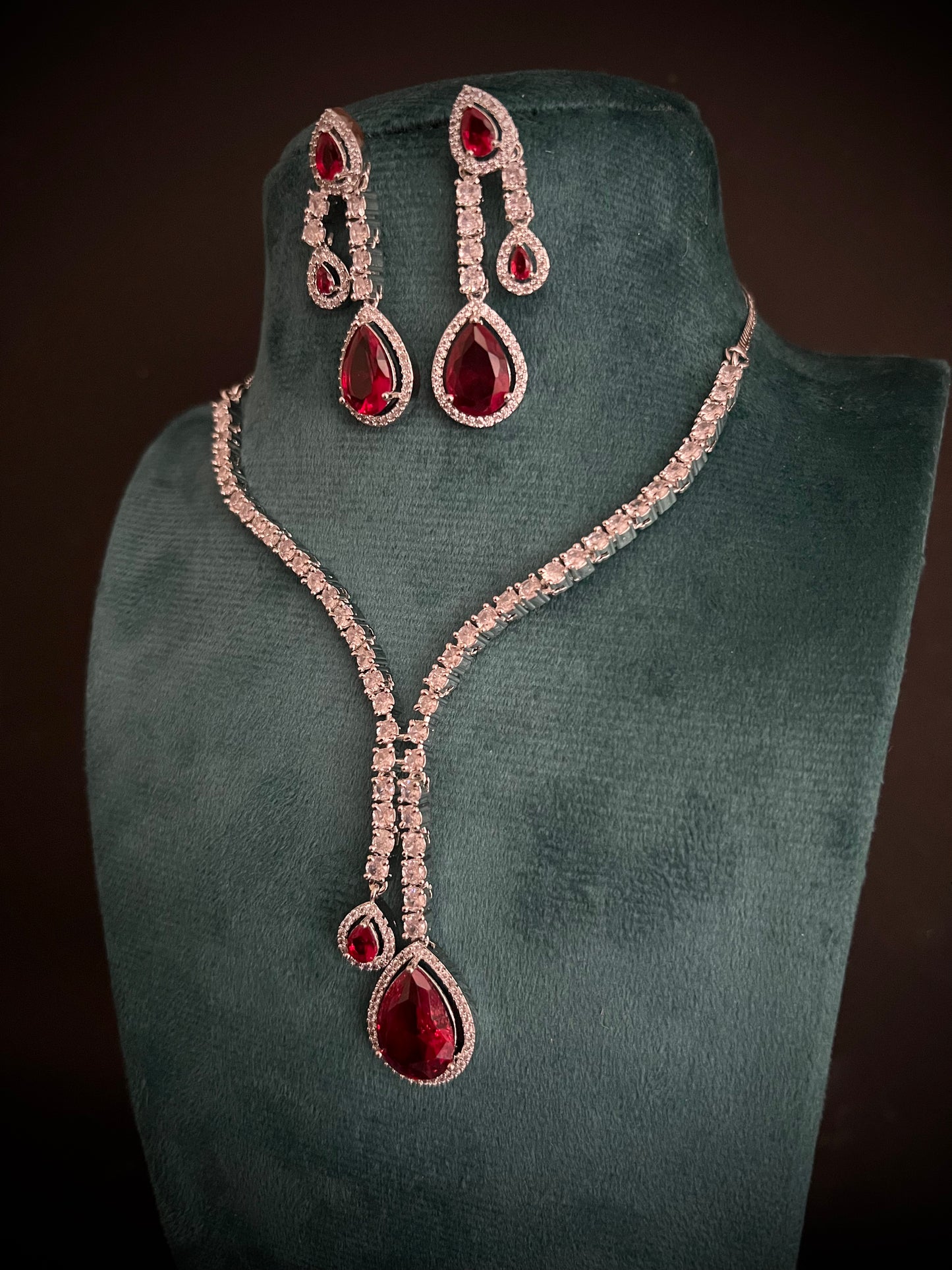 AD Ruby Red A line Necklace set DB-AD11400Z25