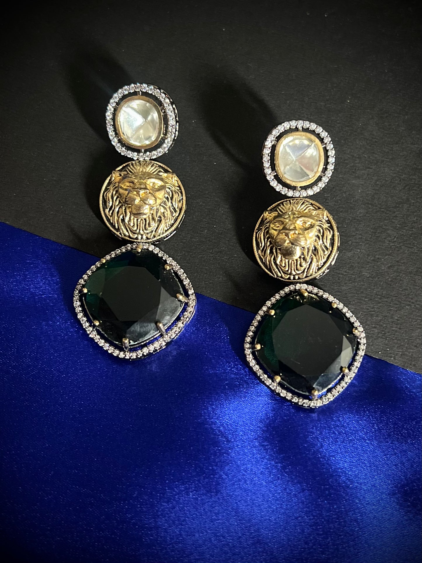 Sabyasachi Inspired Kundan Doublet Stone Hanging Earrings DB-SS11010Z7