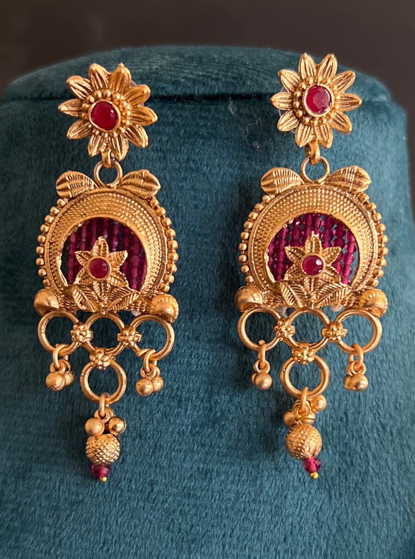 Gold Plated Radha Krishna Pink Long Necklace Set DB-GP11432Z1