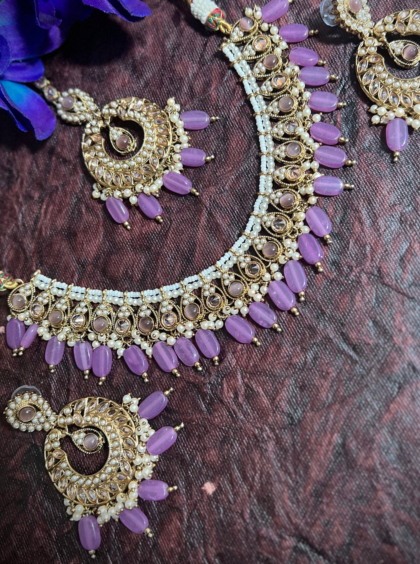 Akshara Reverse AD Lavender Necklace Set DB-RAD11600Z