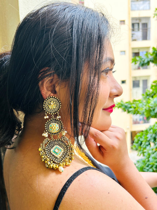 NARGIS OVERSIZED STATEMENT DANGLER EARRINGS DB-DE117200Z2