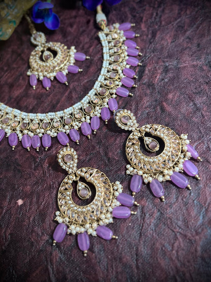 Akshara Reverse AD Lavender Necklace Set DB-RAD11600Z