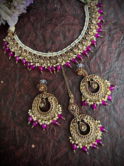 Akshara Reverse AD Purple Necklace Set DB-RAD11600Z