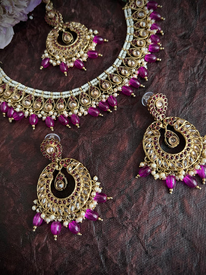 Akshara Reverse AD Purple Necklace Set DB-RAD11600Z