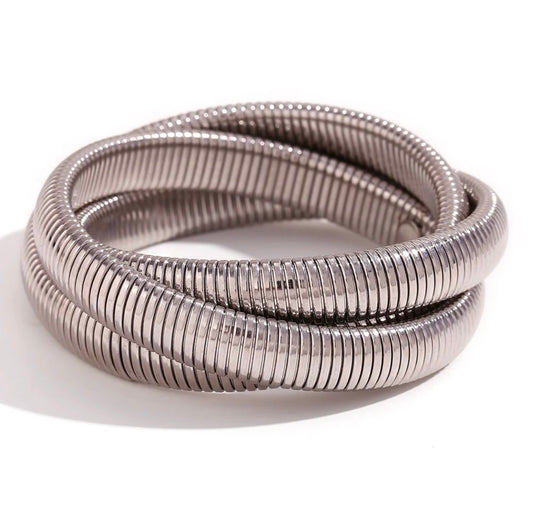Stainless Steel Triple Layered Bangle Bracelet DB-GP1600Z2