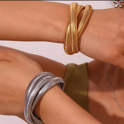 Stainless Steel Triple Layered Bangle Bracelet DB-GP1600Z2