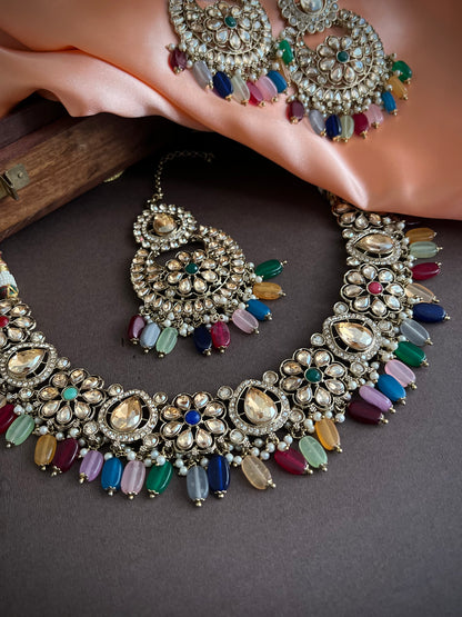 Mayuri Reverse AD Designer Multicolor Necklace Set DB-RAD11900Z