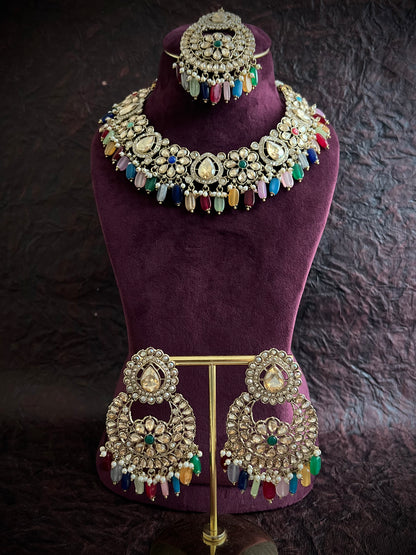 Mayuri Reverse AD Designer Multicolor Necklace Set DB-RAD11900Z