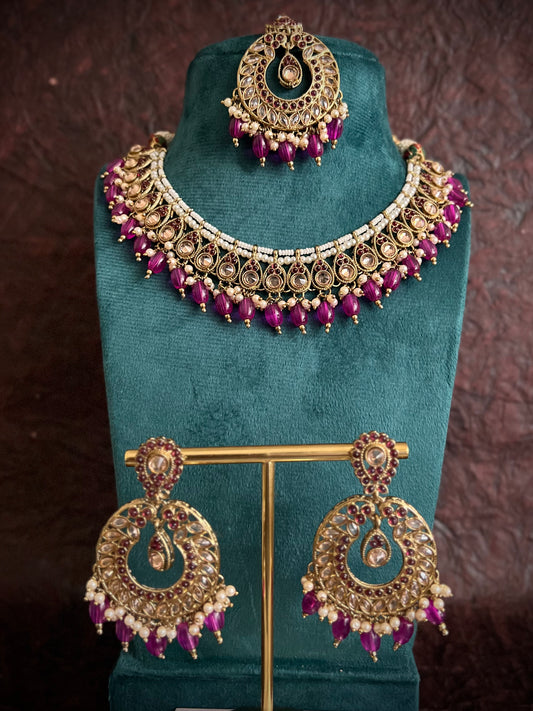 Akshara Reverse AD Purple Necklace Set DB-RAD11600Z