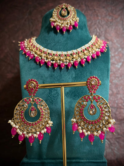 Akshara Reverse AD Rani pink Necklace Set DB-RAD11600Z