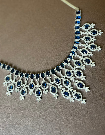 Ruhani Blue Sapphire AD necklace set DB-AD12200Z