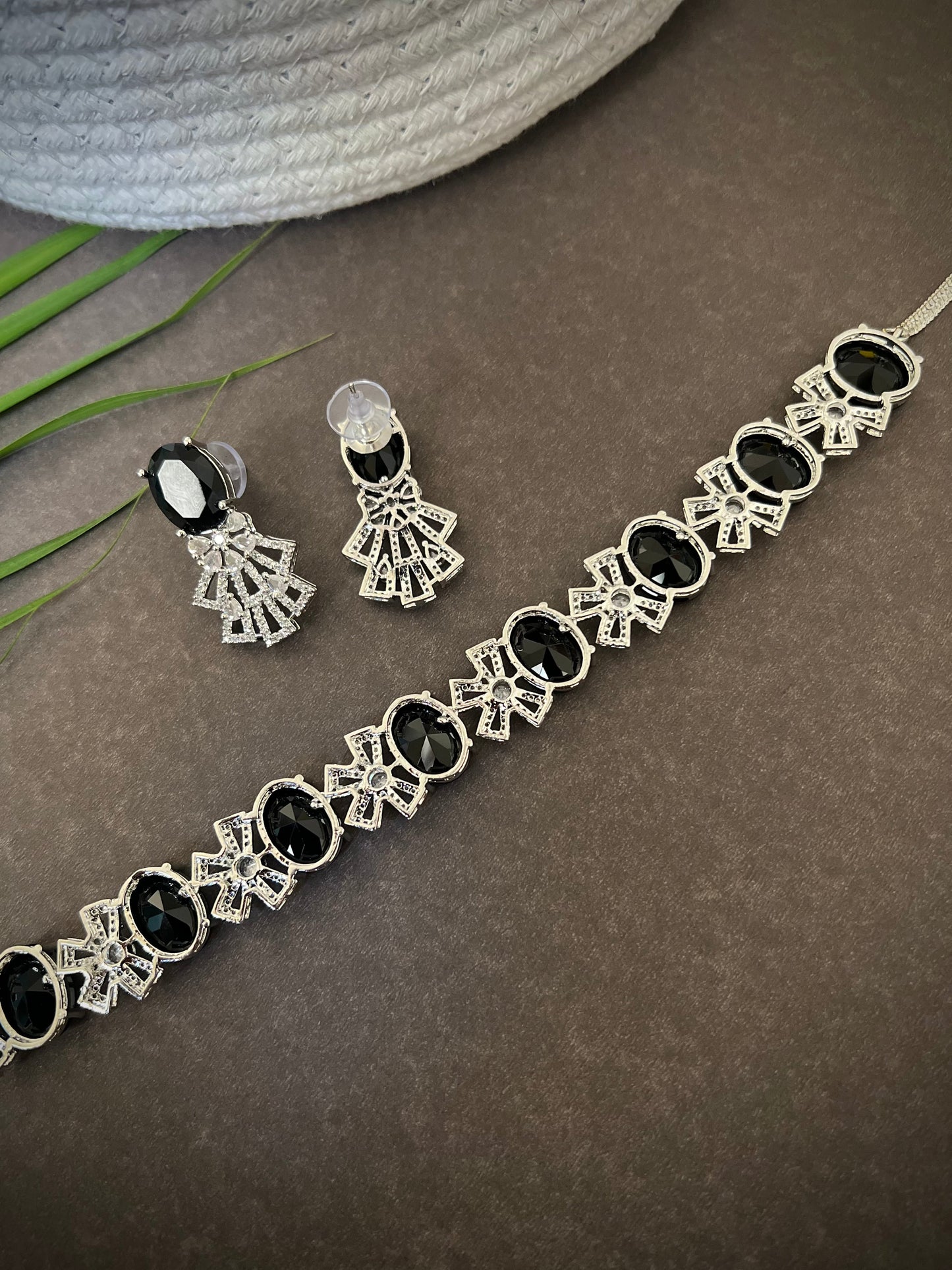 Classy Black AD necklace Set DB-AD12040Z