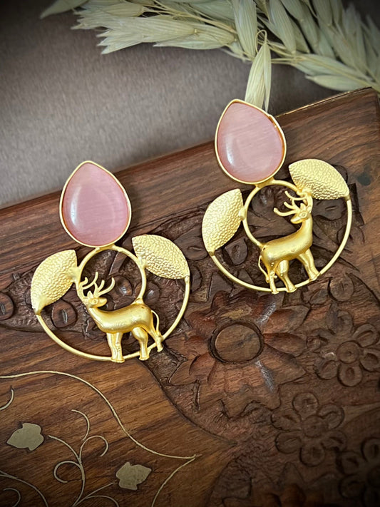 Hiran Brass earrings Pink DB-BRS1300Z1