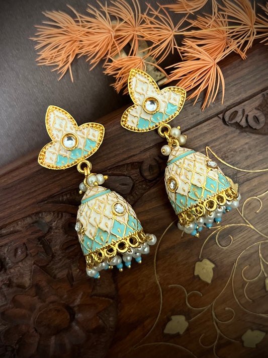 Meenakari Dual Shade Jaal Jhumka earrings DB-MK3300Z10