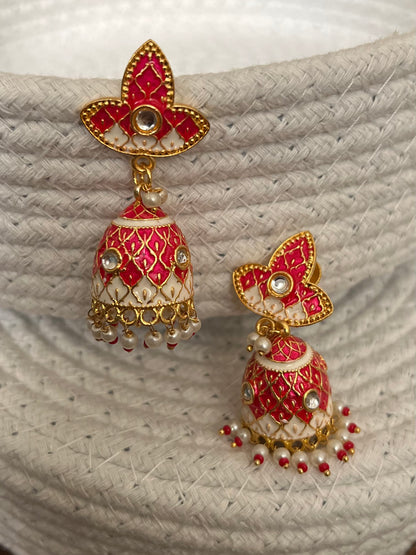 Meenakari Dual Shade Jaal Jhumka earrings DB-MK3300Z11