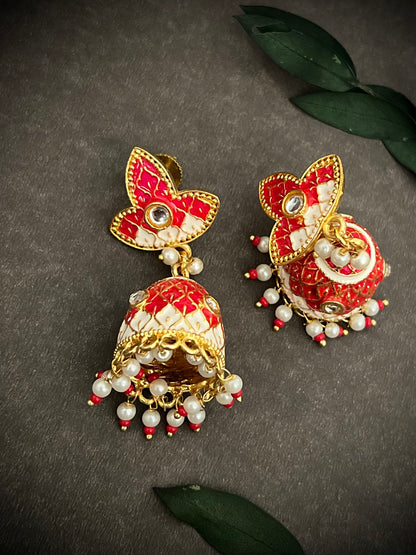 Meenakari Dual Shade Jaal Jhumka earrings DB-MK3300Z11