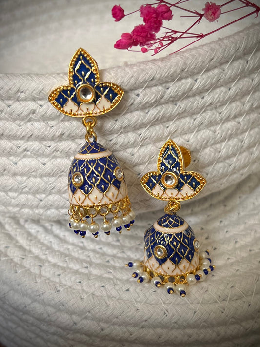 Meenakari Dual Shade Jaal Jhumka earrings DB-MK3300Z14