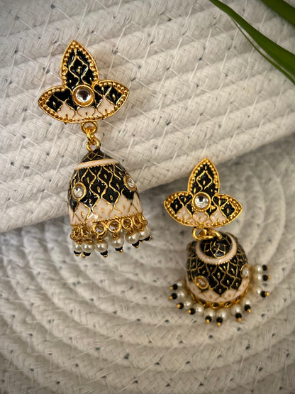 Meenakari Dual Shade Jaal Jhumka earrings DB-MK3300Z13